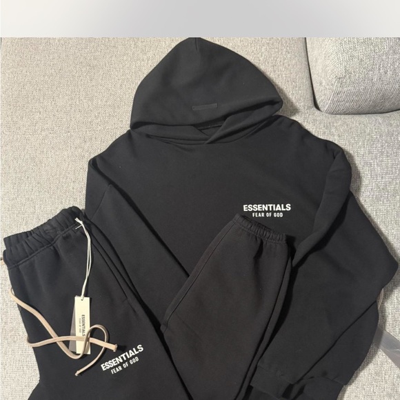 Essentials Black Hoodie and Sweatpants Set